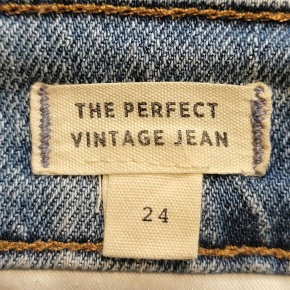 Madewell The Perfect Vintage Jean High Rise Raw Hem Crop Ankle Blue Denim 24 - Picture 12 of 15
